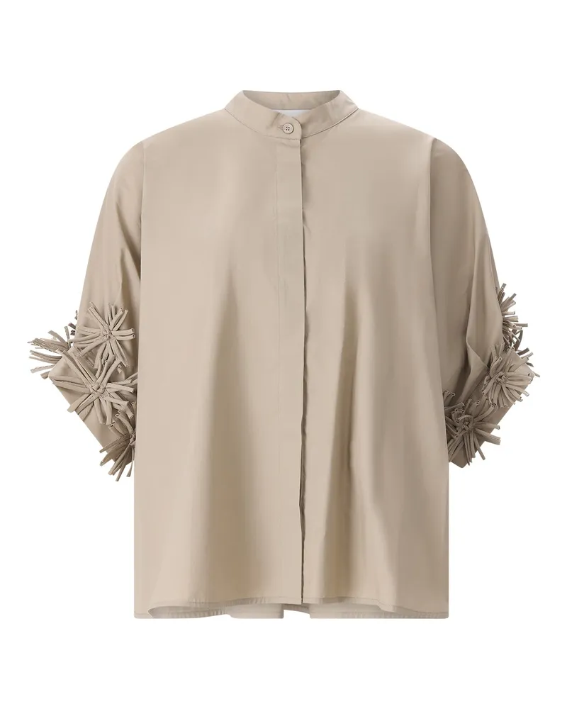 MEIMEIJ Oversized Bluse mit Blumendetails Braun