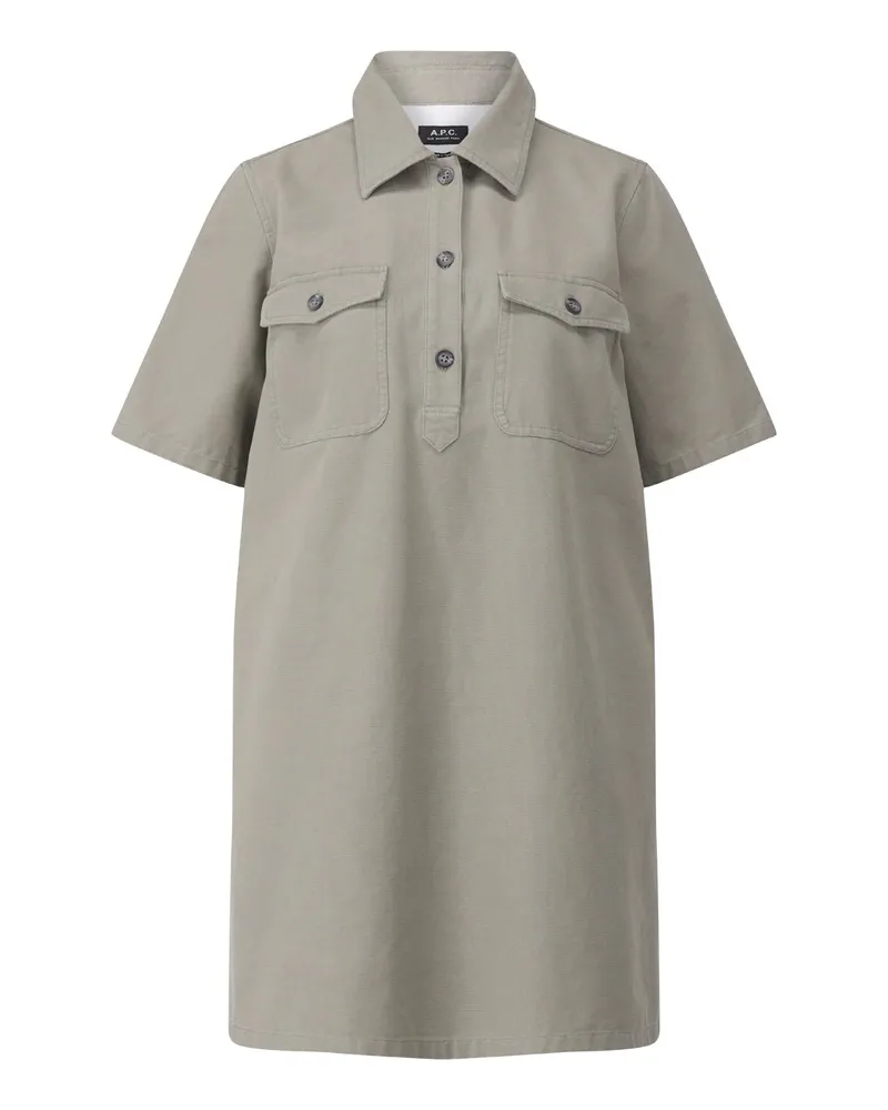 A.P.C. Midi-Kleid im Hemdstyle Graugrün