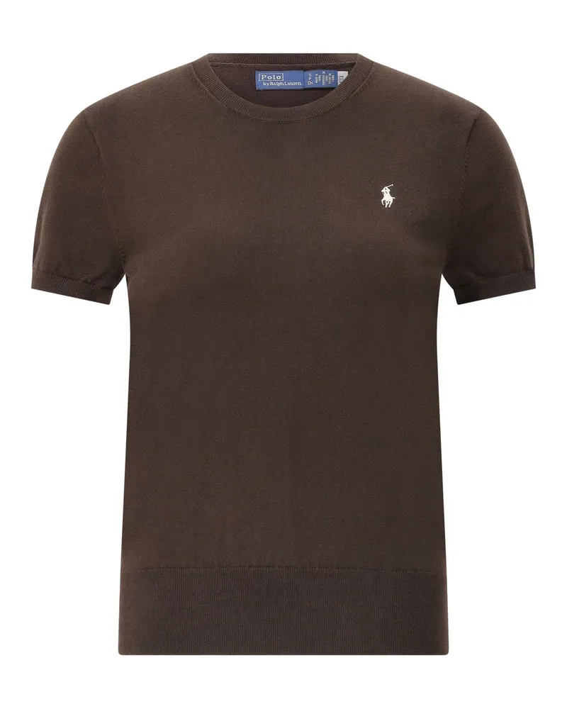 Ralph Lauren Kurzarmpullover mit Logo Dunkelbraun
