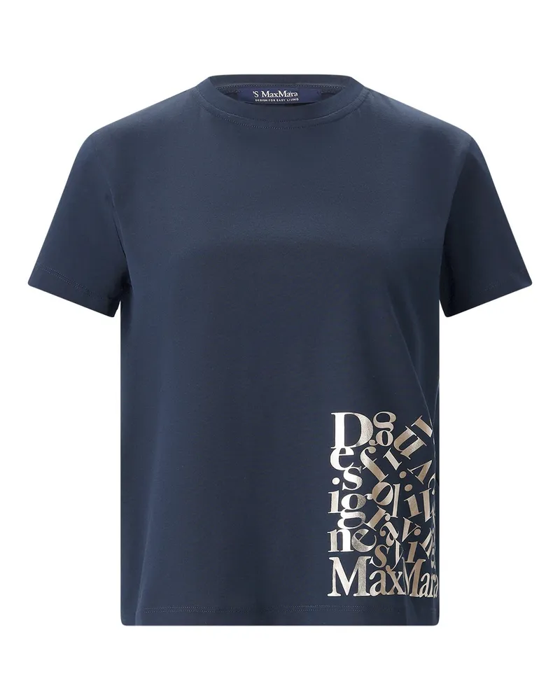 Max Mara T-Shirt Medile mit Logo Dunkelblau