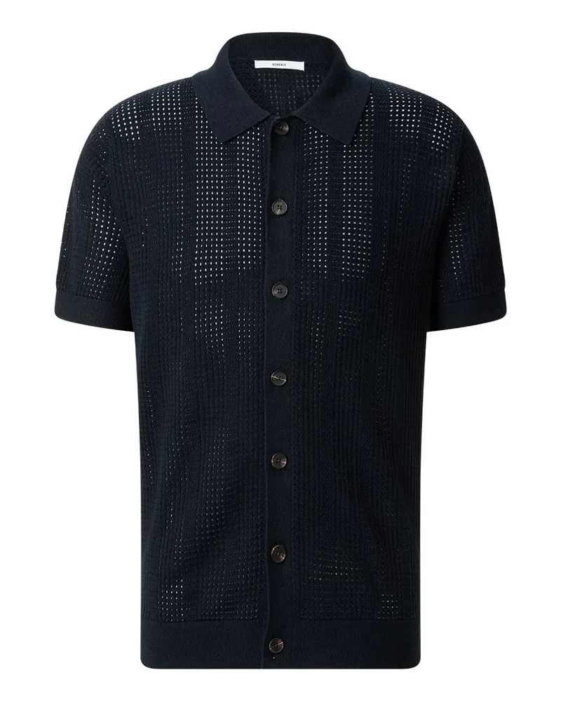 ECKERLE Poloshirt aus Baumwollstrick Dunkelblau