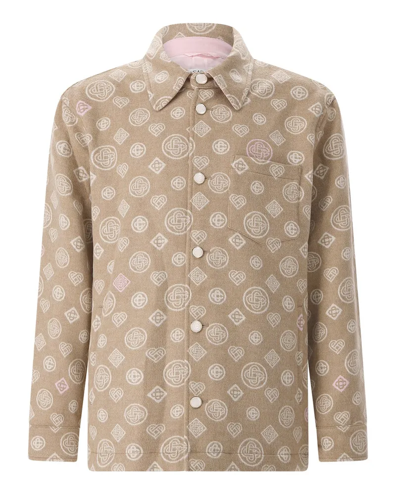 Casablanca Paris Overshirt aus Wolle Hellbraun