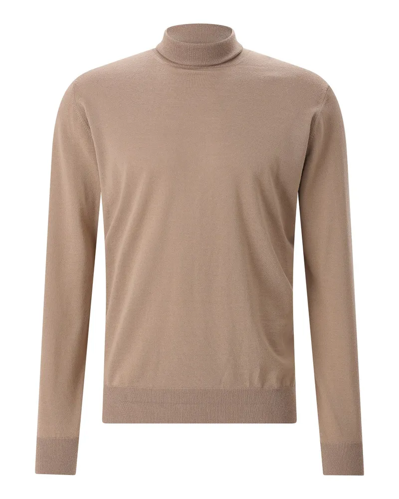 LARDINI Rollkragenpullover aus Schurwolle Hellbraun