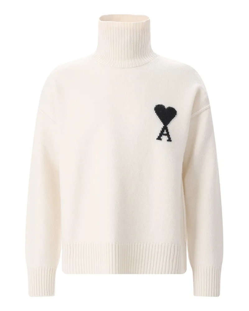 AMI Paris Pullover aus Schurwolle Creme