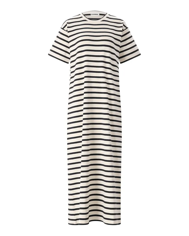 Jil Sander Gestreiftes Jerseykleid Creme