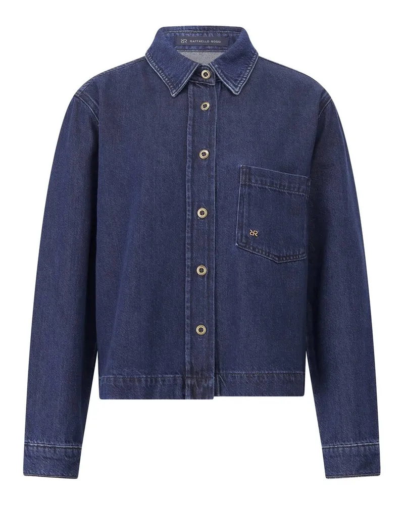 RAFFAELLO ROSSI  Cropped Jeanshemd Dunkelblau