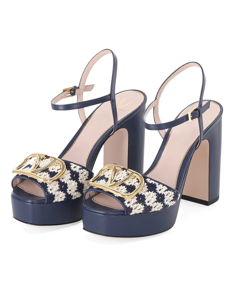 Valentino Garavani Plateausandalen mit Logo Blau