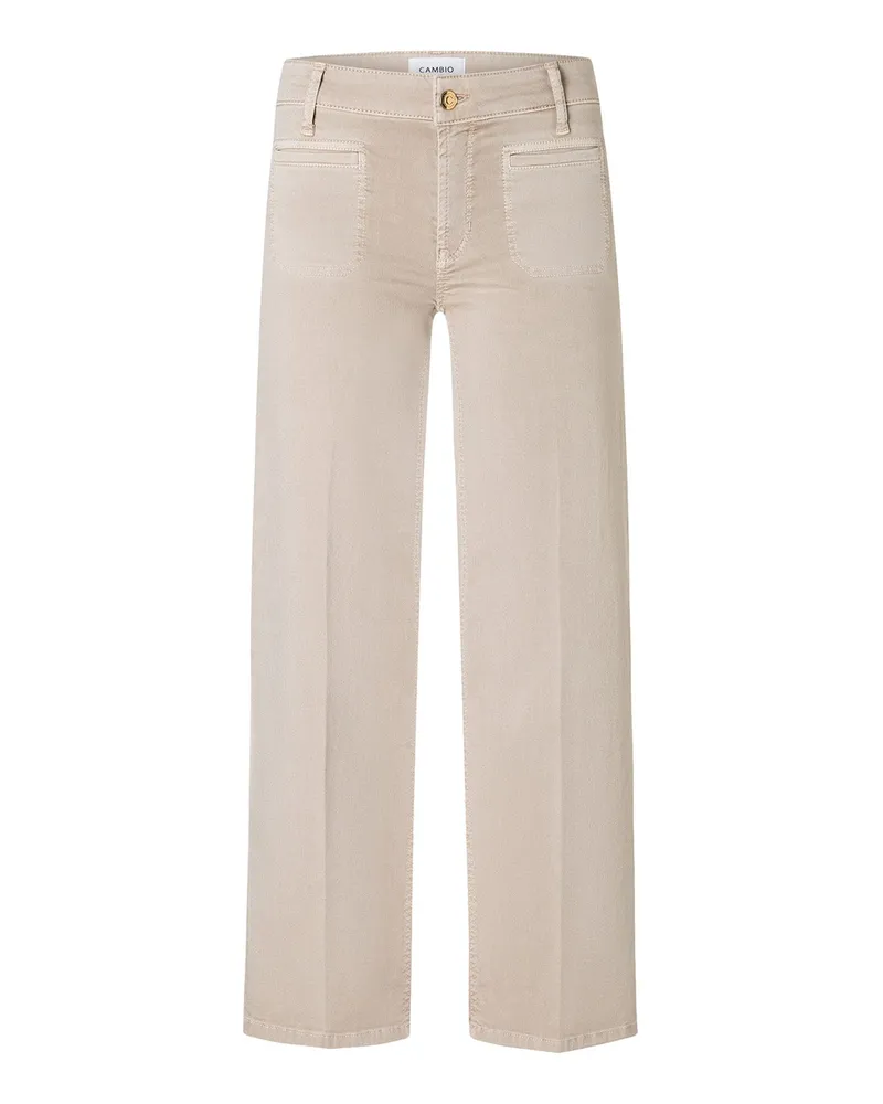 Cambio Cropped Baumwollhose Tess Hellbraun