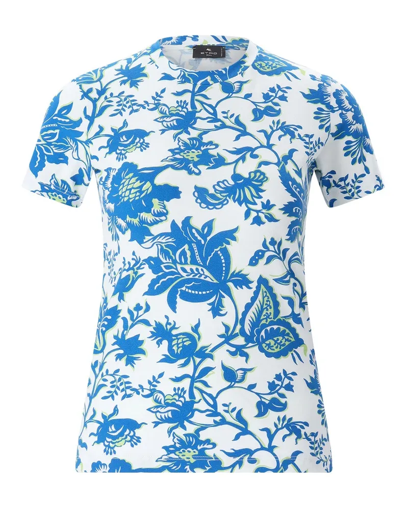 Etro T-Shirt mit floralem Muster Blau