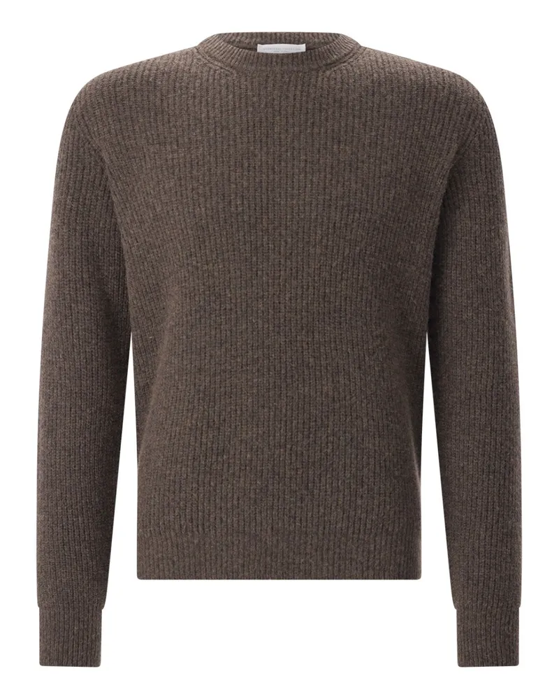 Roberto Collina Pullover aus Woll-Mix Dunkelbraun