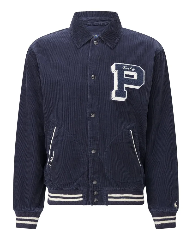 Ralph Lauren College-Jacke aus Cord mit Logopatch Blau