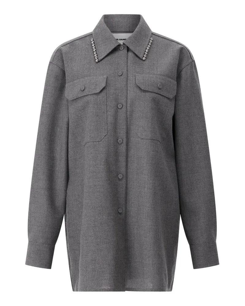 Jil Sander Overshirt aus Wolle Dunkelgrau
