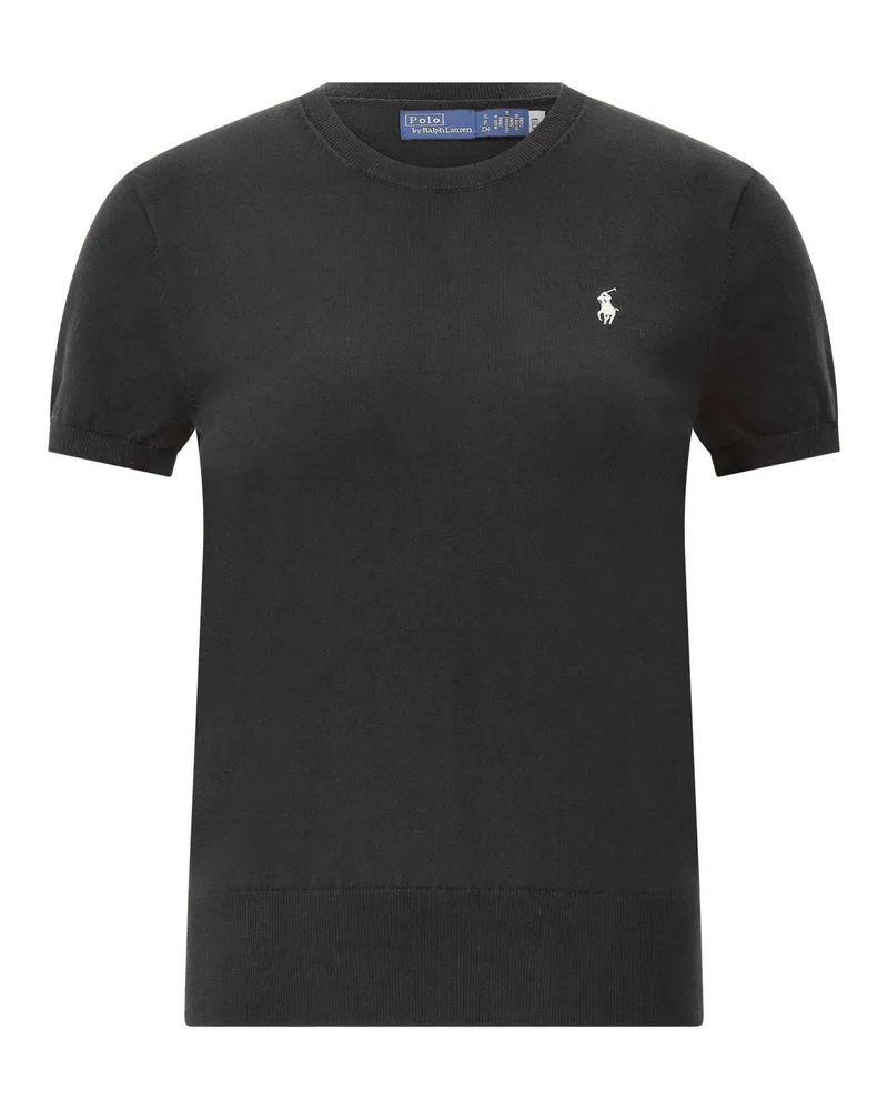 Ralph Lauren Kurzarmpullover mit Logo Schwarz
