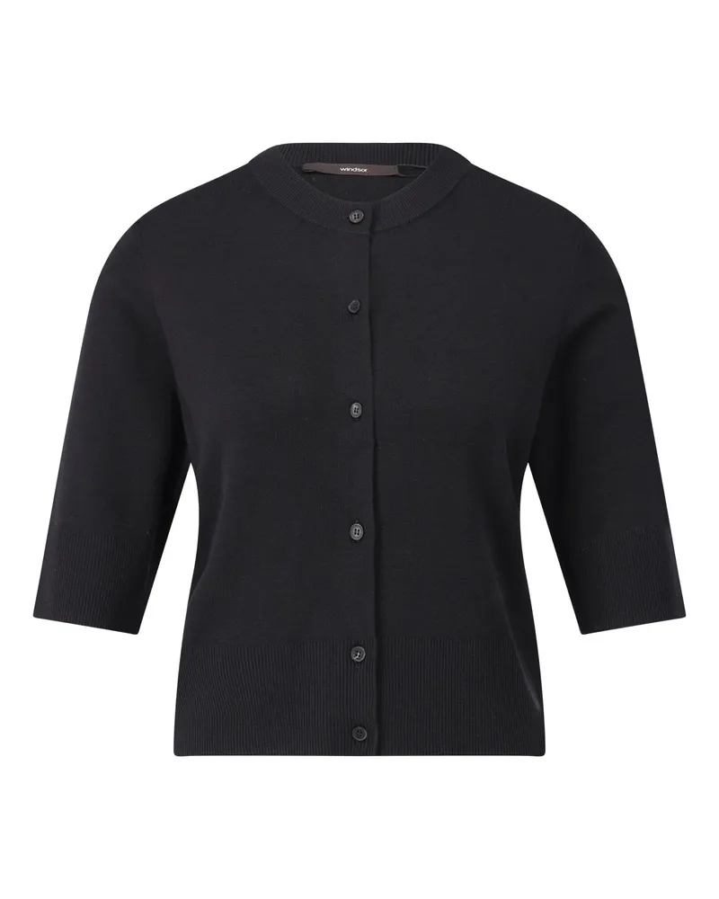 windsor. 3/4-Arm Strickjacke mit Seide Schwarz