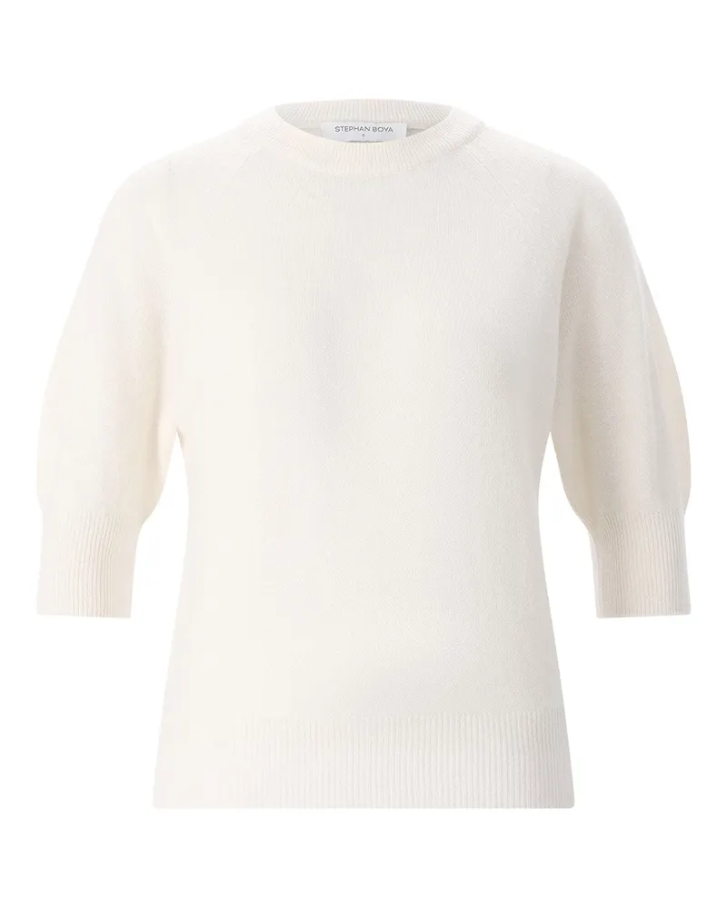 Stephan Boya Kurzarmpullover Tyra aus Kaschmir Weiß