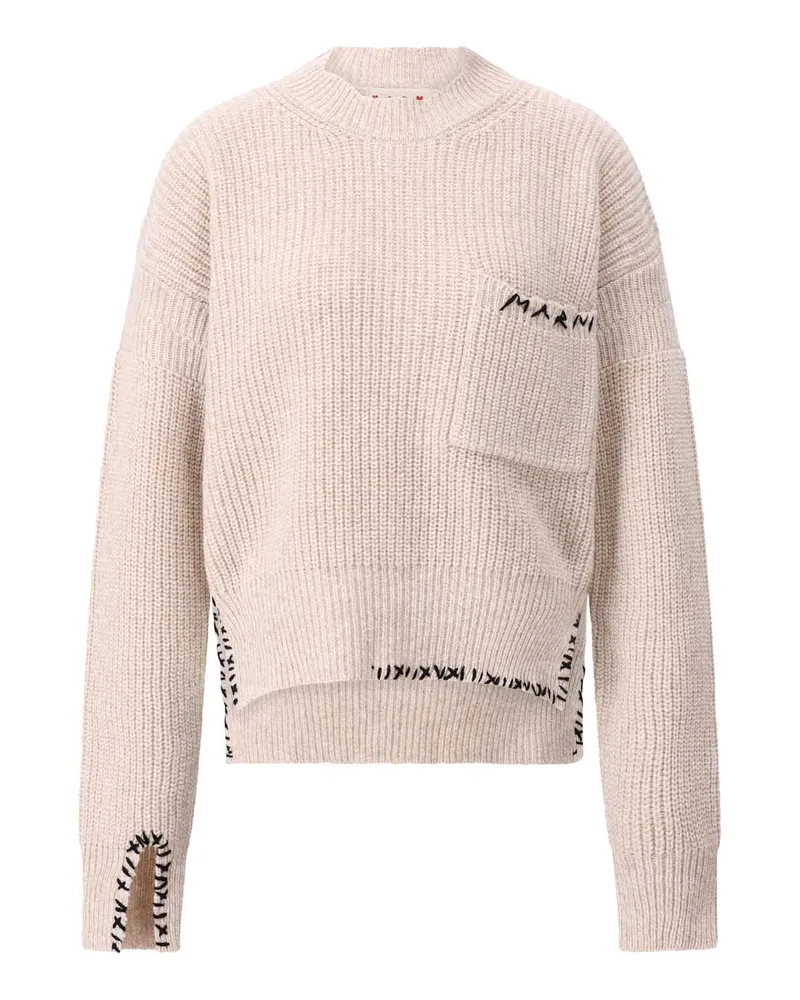 Marni Strickpullover mit Stehkragen Hellbraun