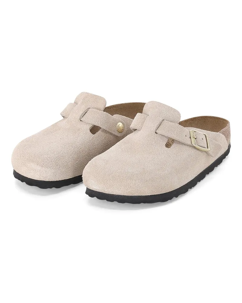 Birkenstock Clogs Boston aus Veloursleder Hellbraun