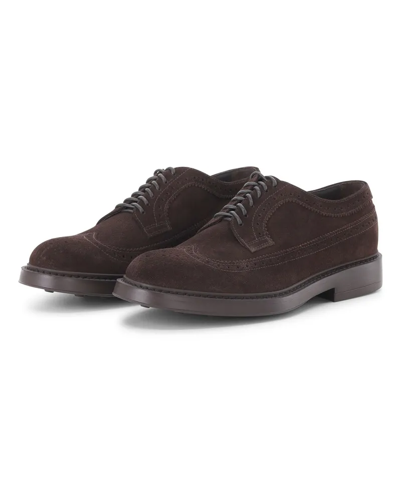 Doucal´s Wingtip-Schnürschuh aus Veloursleder Dunkelbraun