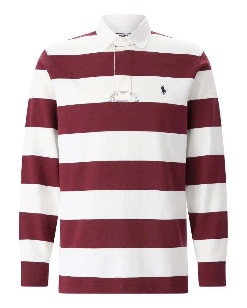 Ralph Lauren Gestreiftes Poloshirt Dunkelrot