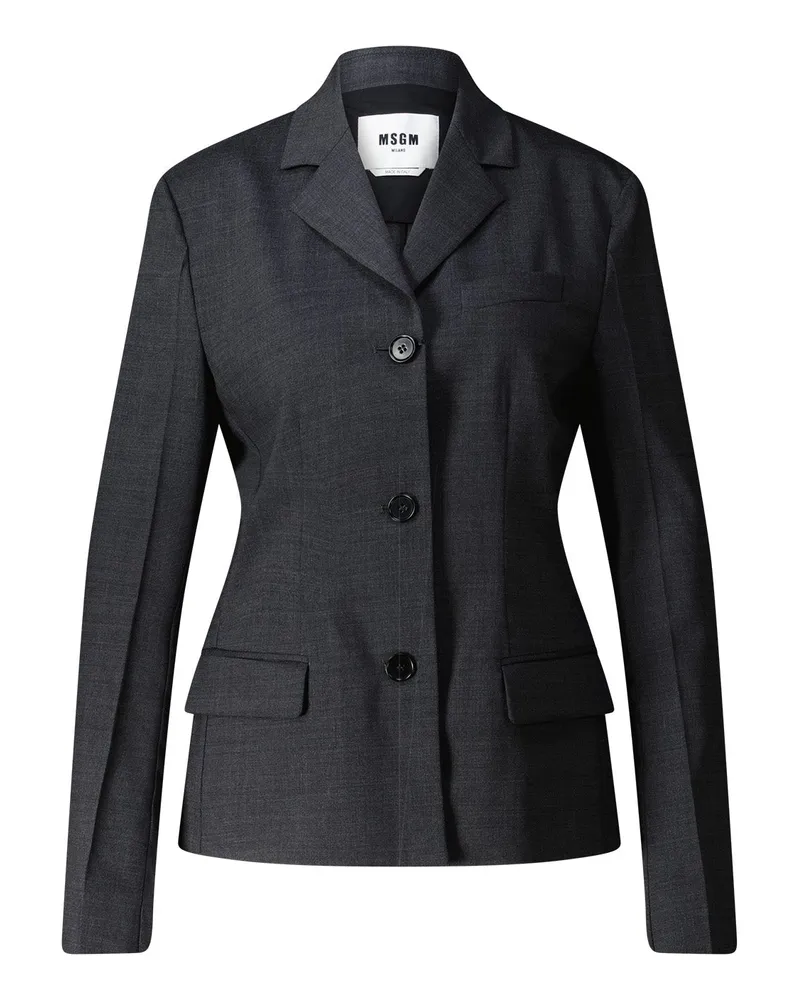 MSGM Taillierter Blazer aus Woll-Mix Dunkelgrau