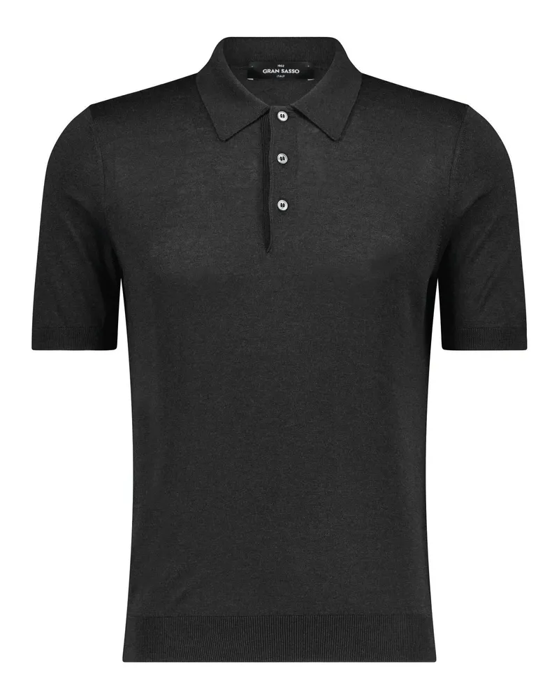 Gran Sasso Poloshirt aus Seide Schwarz