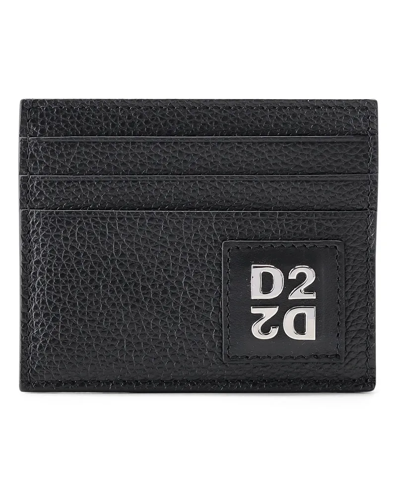 Dsquared2 Kartenetui Upside Down aus Leder Schwarz