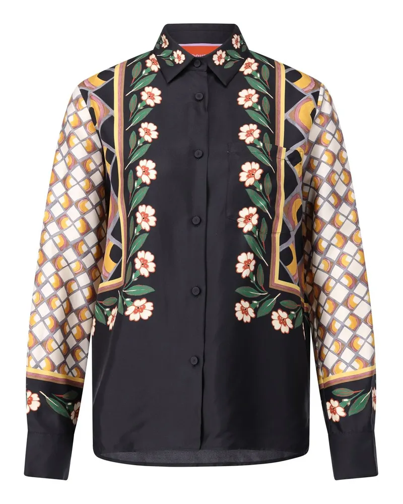 La DoubleJ Seidenbluse mit Muster Schwarz