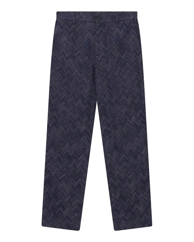 Missoni Stoffhose mit Zickzack-Muster Dunkelblau