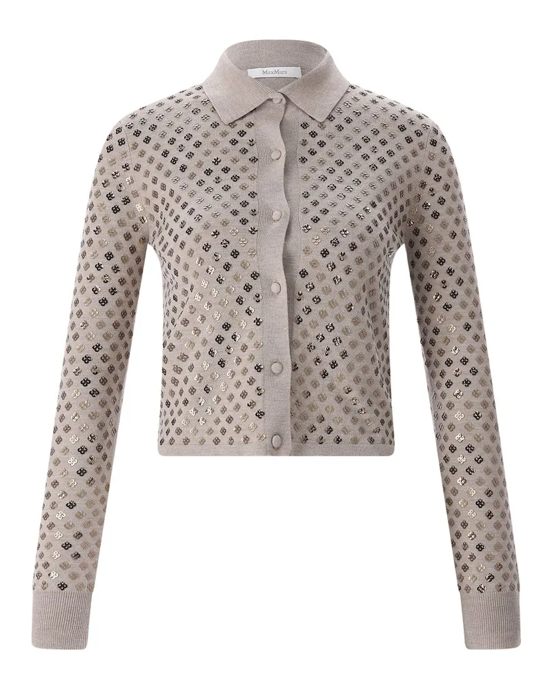 Max Mara Strickjacke Ragno mit Pailletten Braun