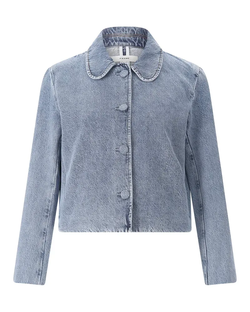 Frame Denim Kurze Jeansjacke Blau