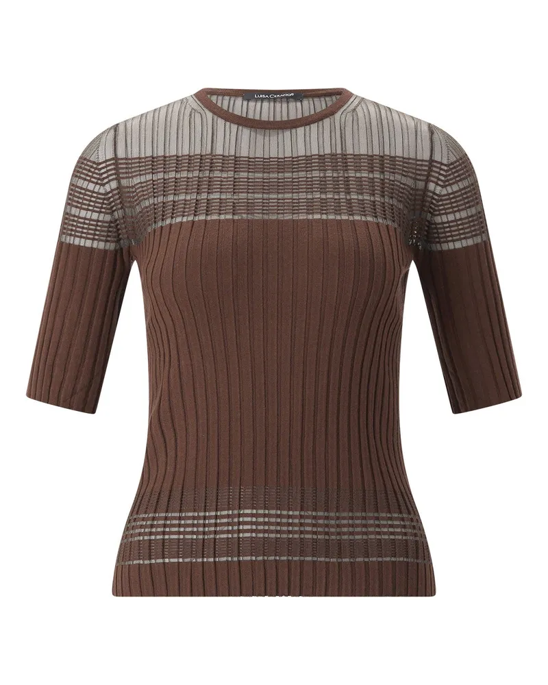 Luisa Cerano Kurarmpullover aus Feinstrick Braun