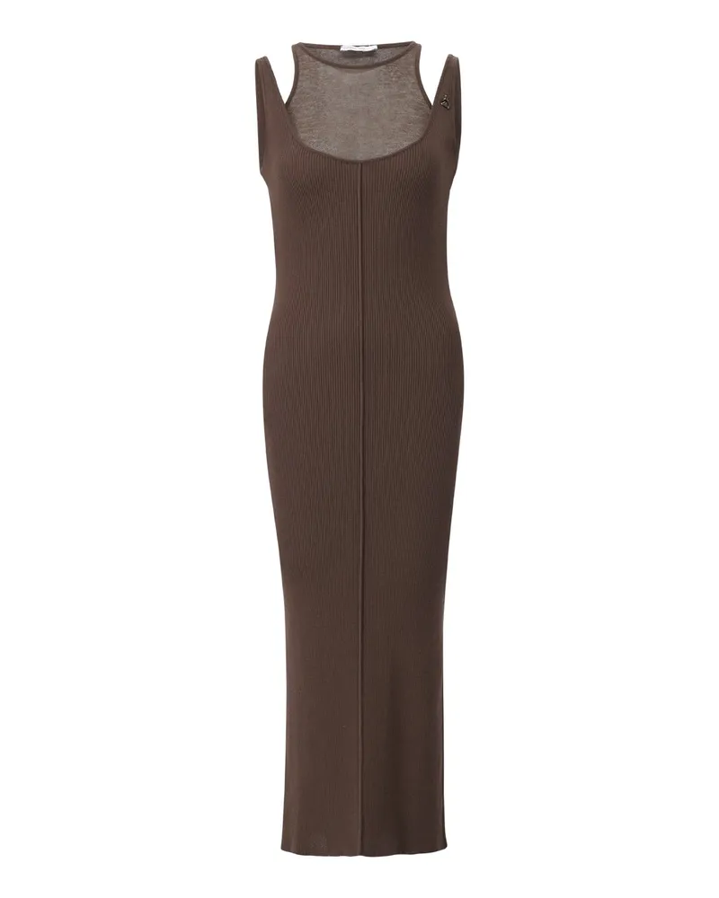 Patrizia Pepe Geripptes Midikleid Braun