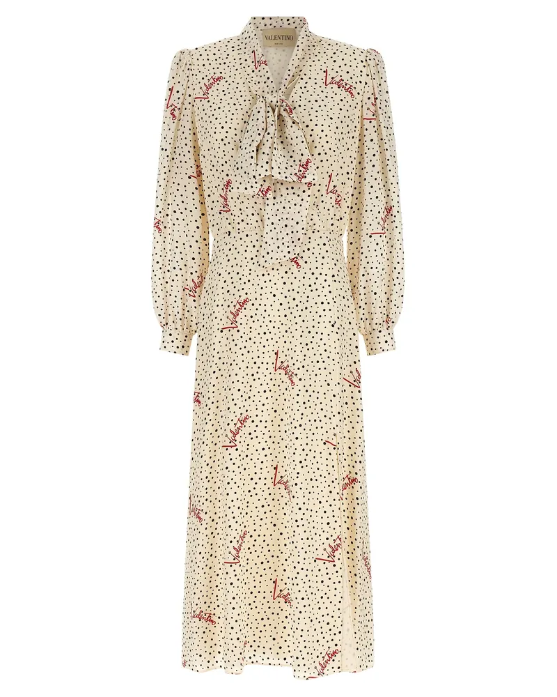Valentino Garavani Women's Multicolor Silk Midi Dress Cream