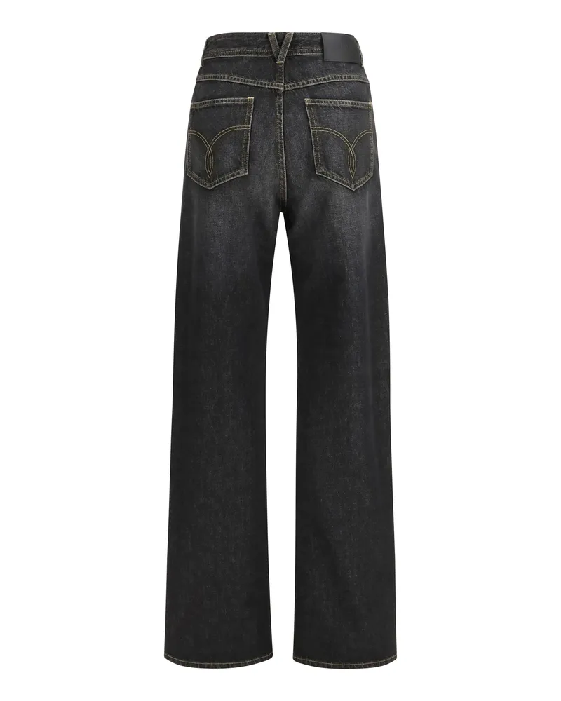 Versace Women's Straight Jeans With Studs Black Cotton Black