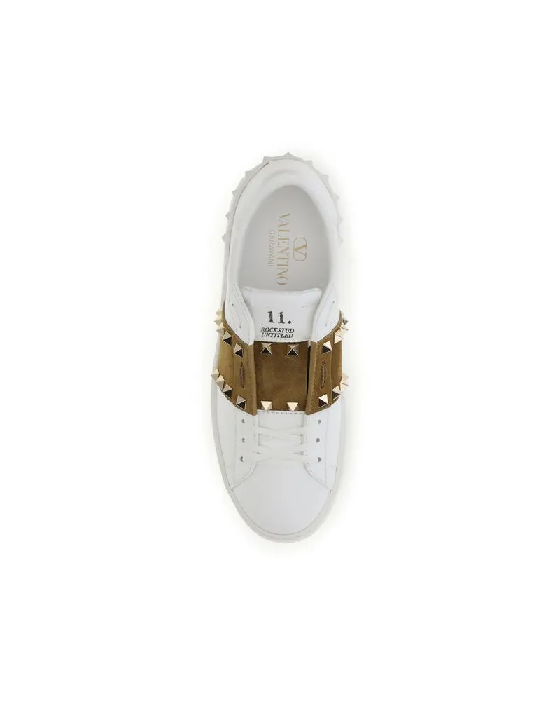 Valentino Garavani Women's White Calf Leather Bos Taurus Sneakers White