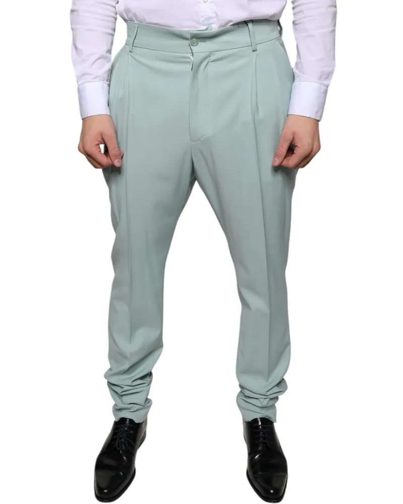Dolce & Gabbana Men's Mint Green Cotton Dress Pants Elastane Green