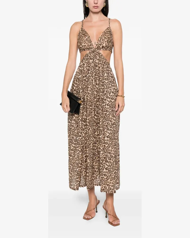 Zimmermann Women's Wanderlust Braid-Trim Midi Dress Ss26 W Beige