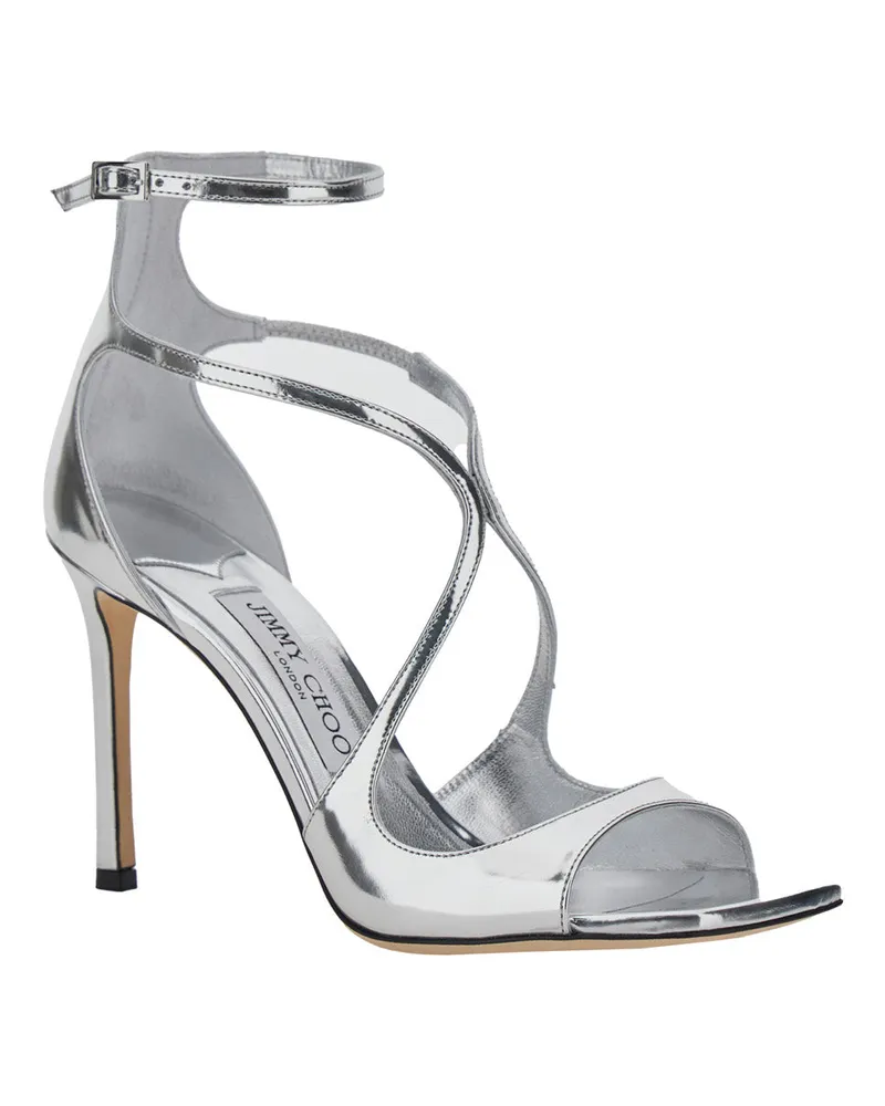 Jimmy Choo Women's Sandals Azia Metallic Leather Calf Silver