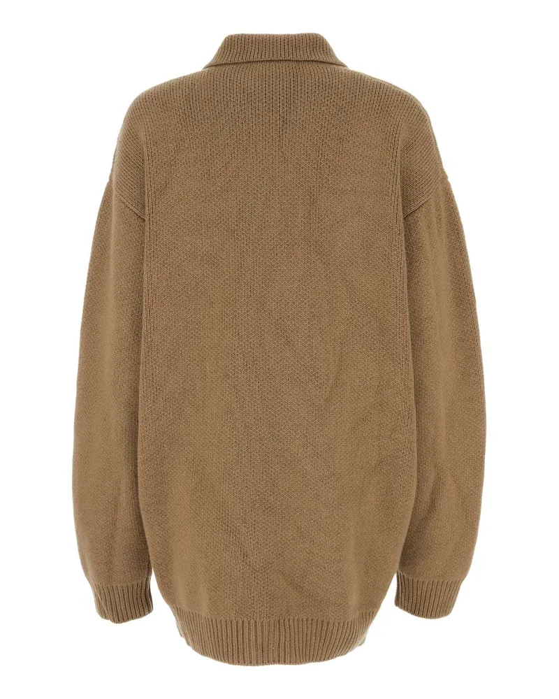 Prada Women's Biscuit Cashmere Cardigan F0040 Exterior: Maglieria Beige