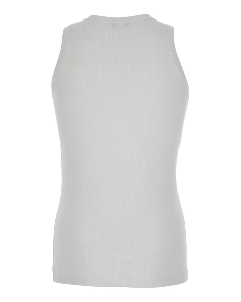 Alexander McQueen Skull-Embroidered Cotton Tank Top — White White