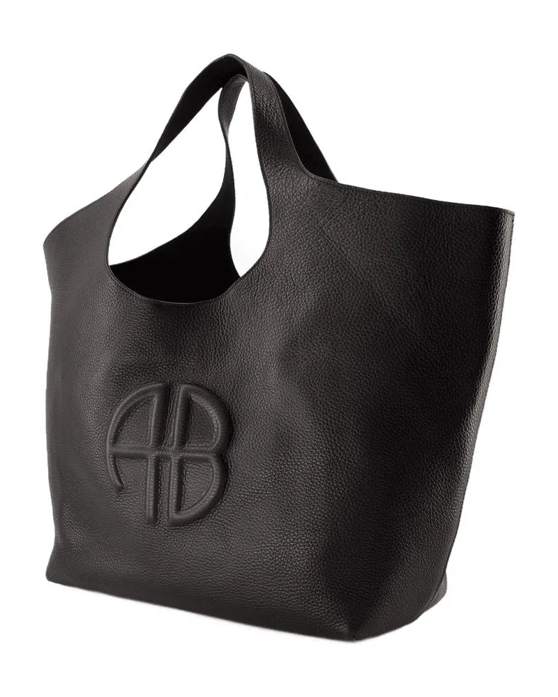 Anine Bing Women's Lili Shopper Bag -  Leather Black Cowhide Totes-Shopping-Bags Black