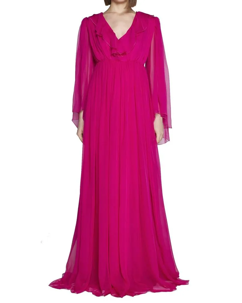 Gucci Women's Multicolor Silk Casual Dress Magenta