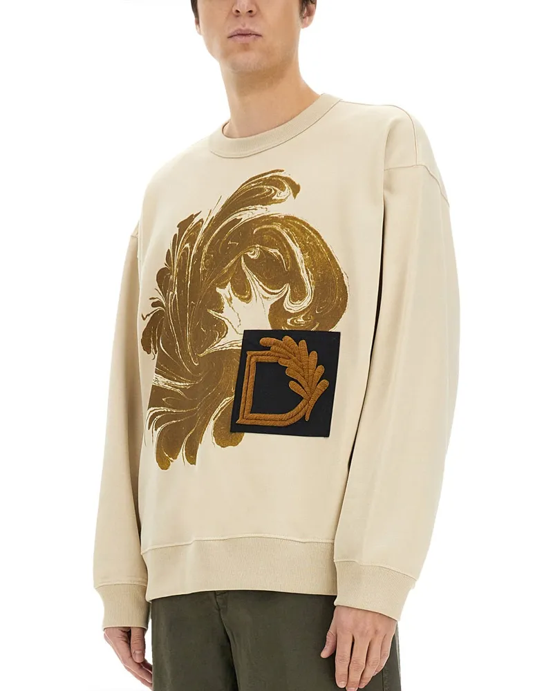 Dries van Noten Cotton Print Sweatshirt — Beige Beige