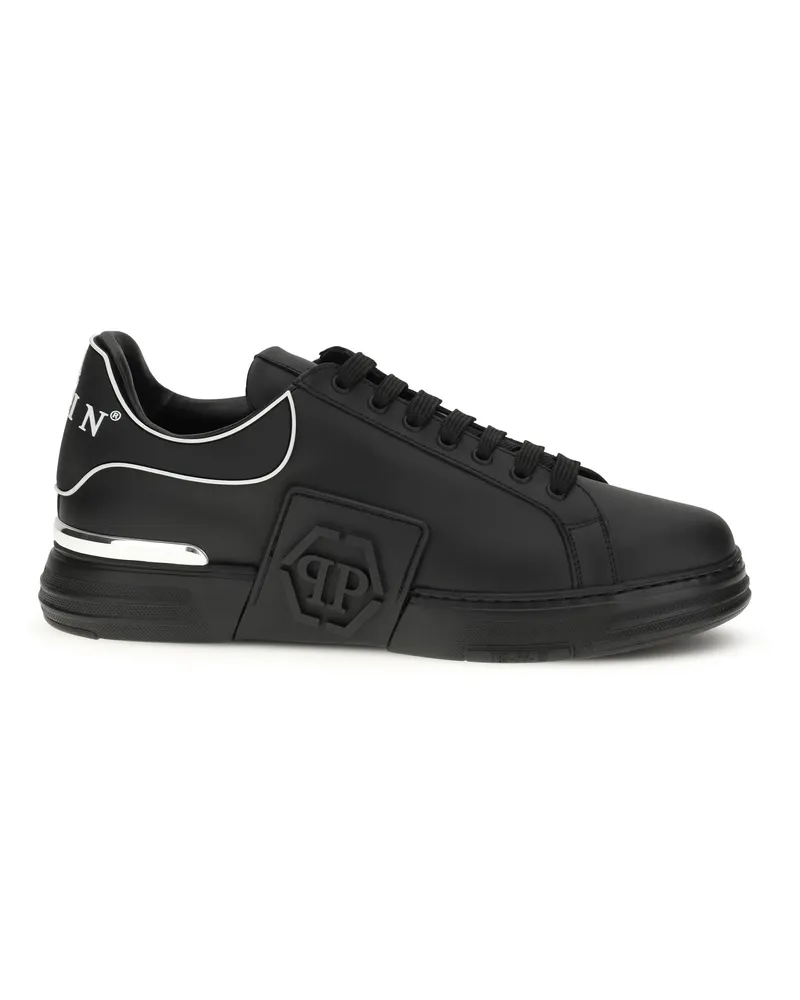 Philipp Plein Men's Sneakers Phantom Black Leather Black-Black Trainers Black/black Black