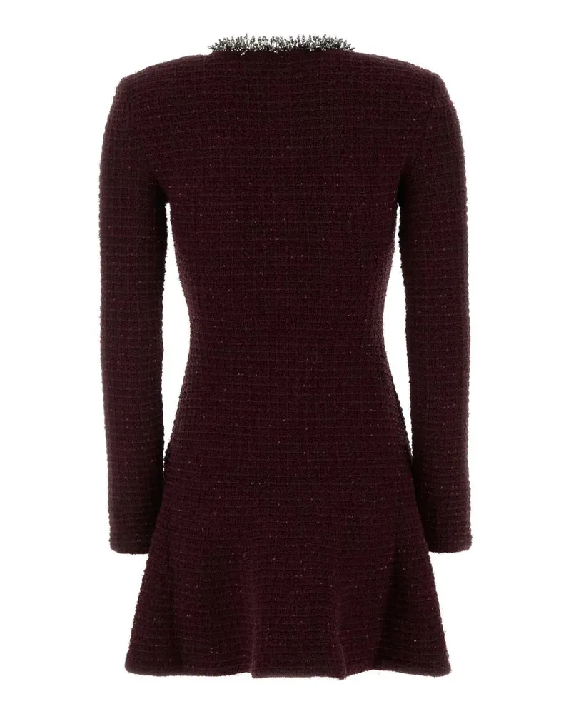 Self-Portrait Textured Dress — Burgundy Burgundy