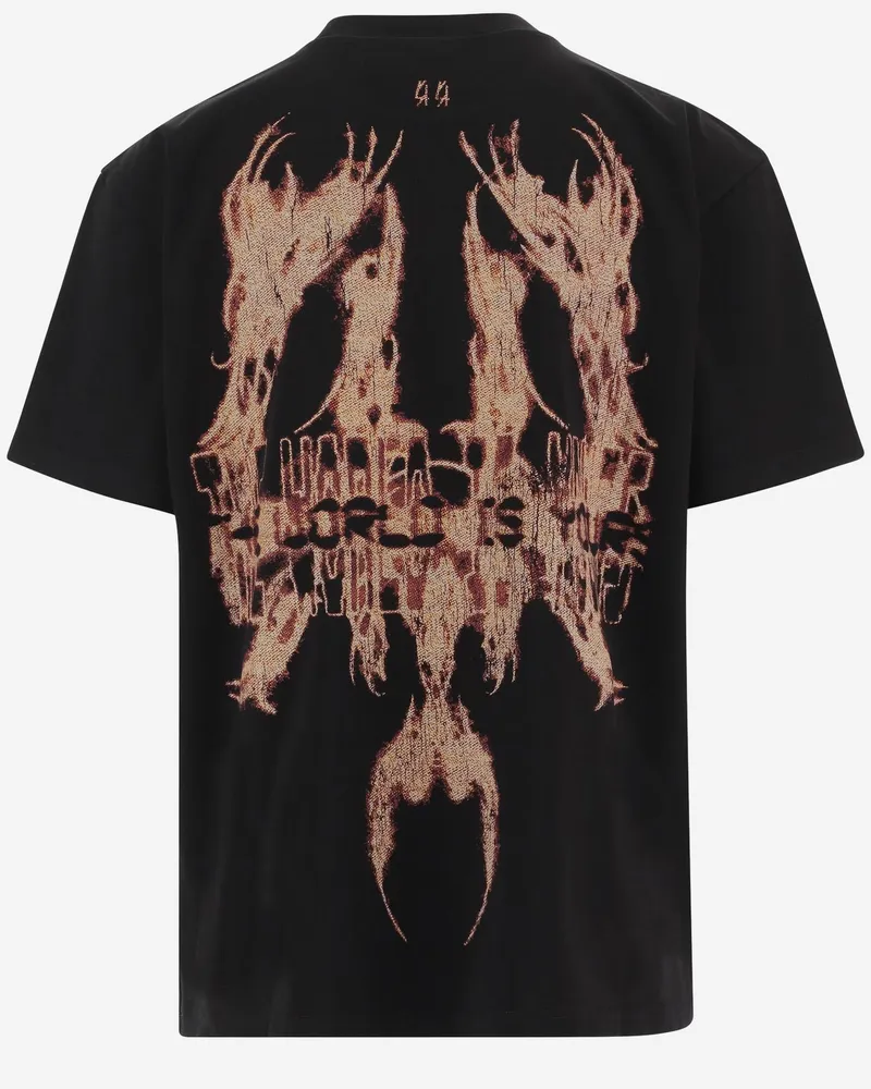 44 LABEL GROUP Logo-Embroidered Cotton T-Shirt — Black Black