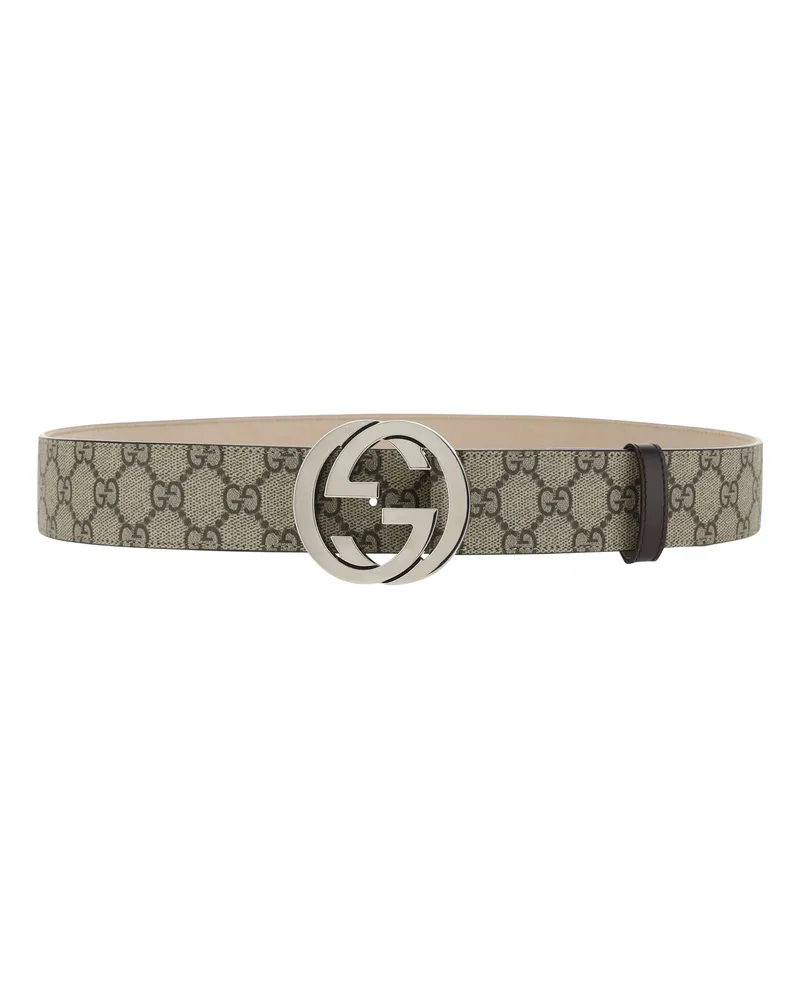 Gucci Men's Belt Gg Supreme Beige-Ebony Beige Ebony-Cocoa General Polyurethane Ebony/cocoa Beige