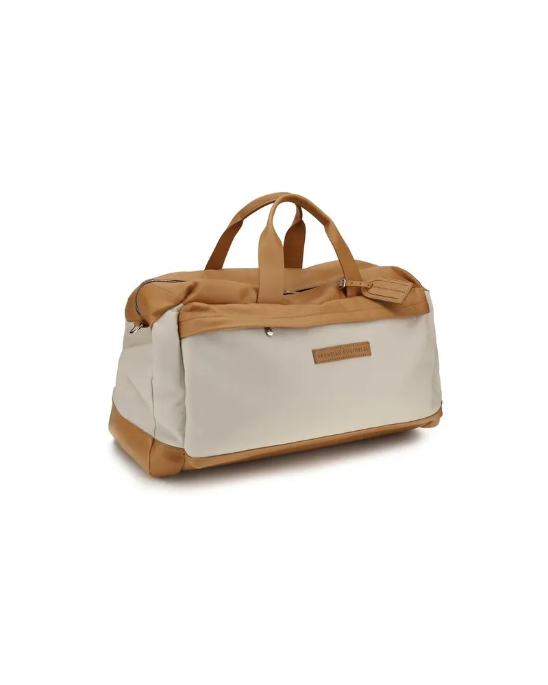Brunello Cucinelli Men's Beige Calf Leather Bos Taurus Luggage And Travel Bag Beige