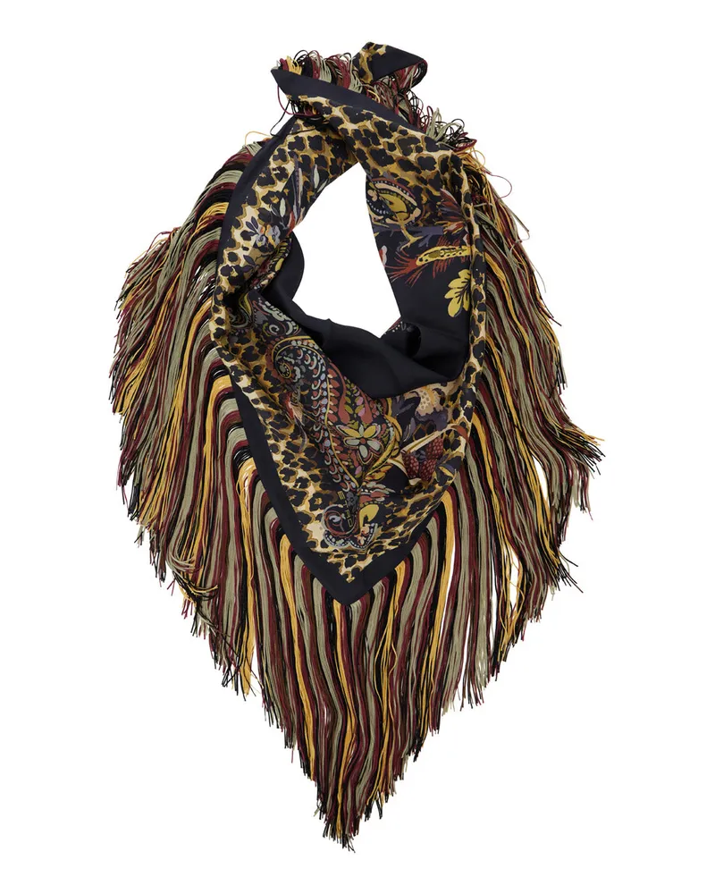 Etro Women's Scarf White Silk Scarfs Black