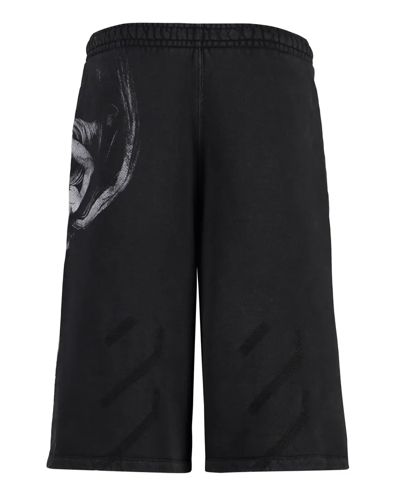 OFF-WHITE Men's Printed Oversize Sweatshorts Black Cotton Short Black
